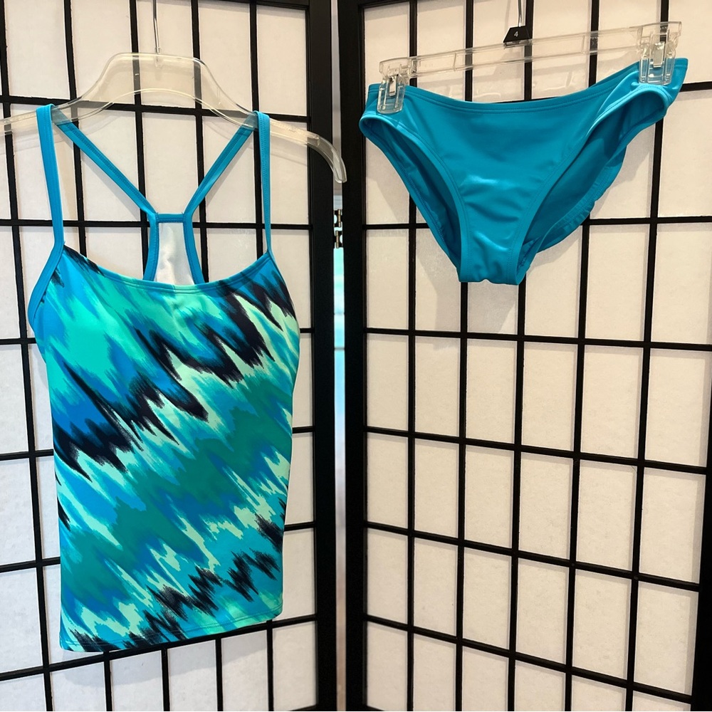 Nike Blue and Teal Women's Tankini Bikini Set